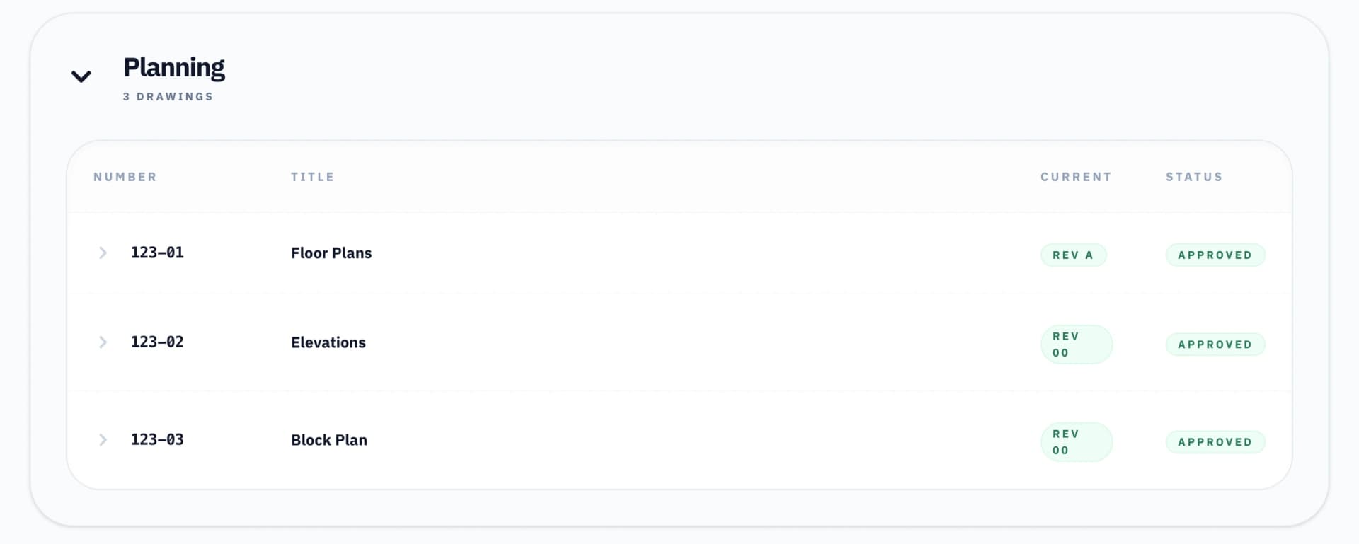 Share page showing project register in view-only mode